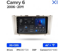 Штатная магнитола Teyes X1 2+32 Gb Toyota Camry 6 XV 40 50 2006-2011 9"