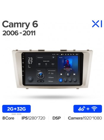 Штатна магнітола Teyes X1 2+32 Gb Toyota Camry 6 XV 40 50 2006-2011 9"