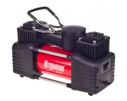 Компрессор Штурмовик АС-72 150psi/25Amp/90л/2 цилиндра/PU шланг 5,0м с дефлятором/клеммы АКБ