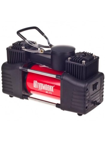 Компресор Штурмовик АС-72 150psi/25Amp /90л/2 циліндра/шланг 5,0м з дефлятором/клеми АКБ