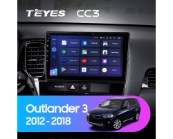 Штатна магнітола Teyes CC3 4+64 Gb Mitsubishi Outlander 3 GF0W GG0W (1 Din) 2012-2018 10"